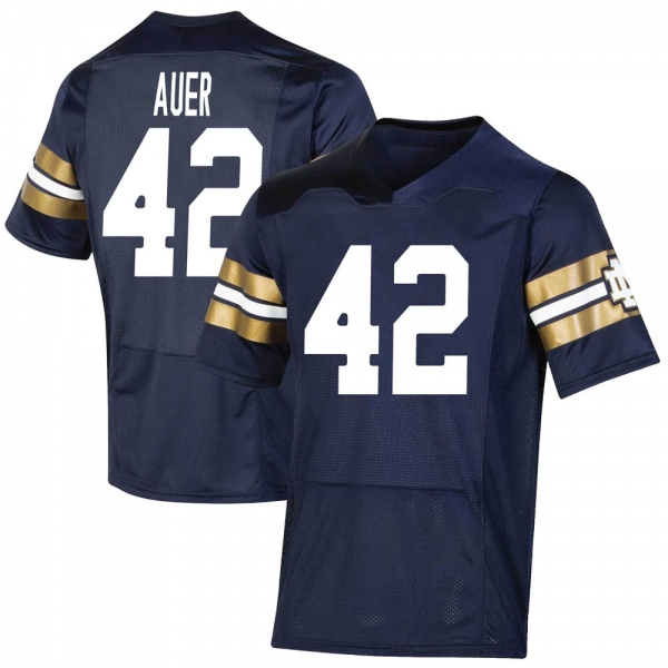 Marty Auer Notre Dame Fighting Irish NCAA Youth #42 Navy Premier 2021 Shamrock Series Replica College Stitched Football Jersey WUR8355NZ